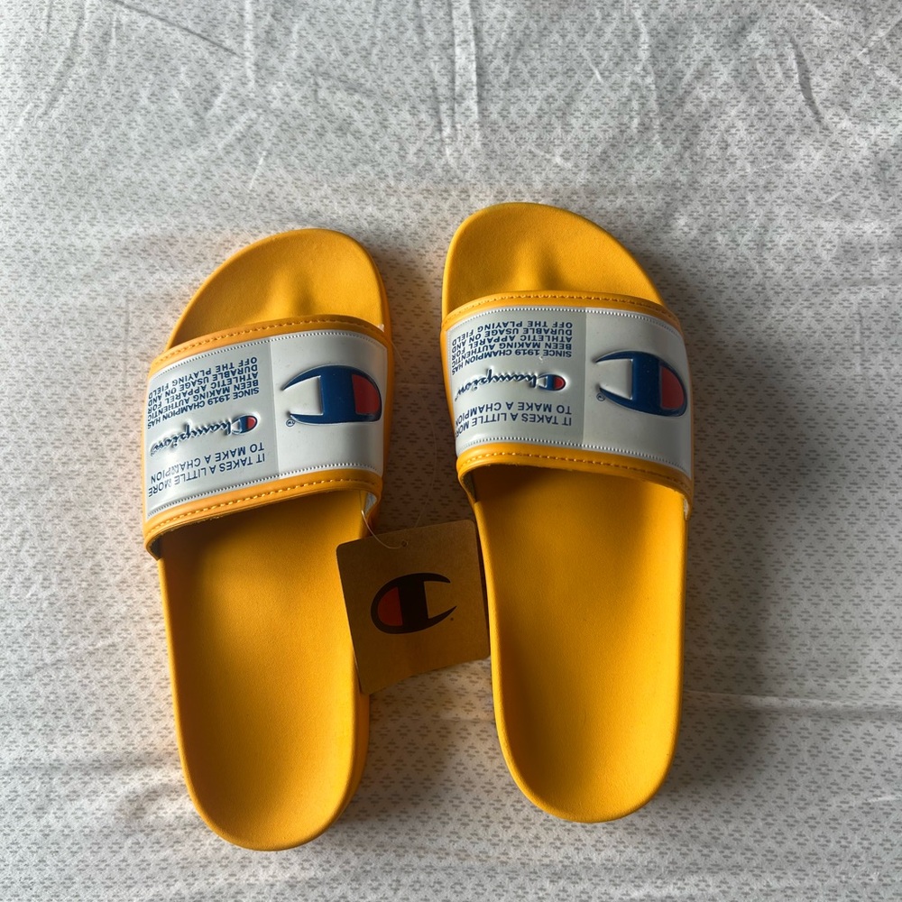 Champion Bold Yellow Slides